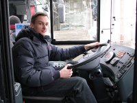 За рулём автобуса ЛиАЗ-62137, 11.03.2009 г., Москва, ВВЦ, Специализированная выставка "Общественный Транспорт 2009"
